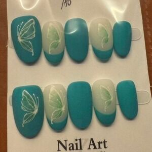 Turquoise Wings Press-On Nail‎ Set
